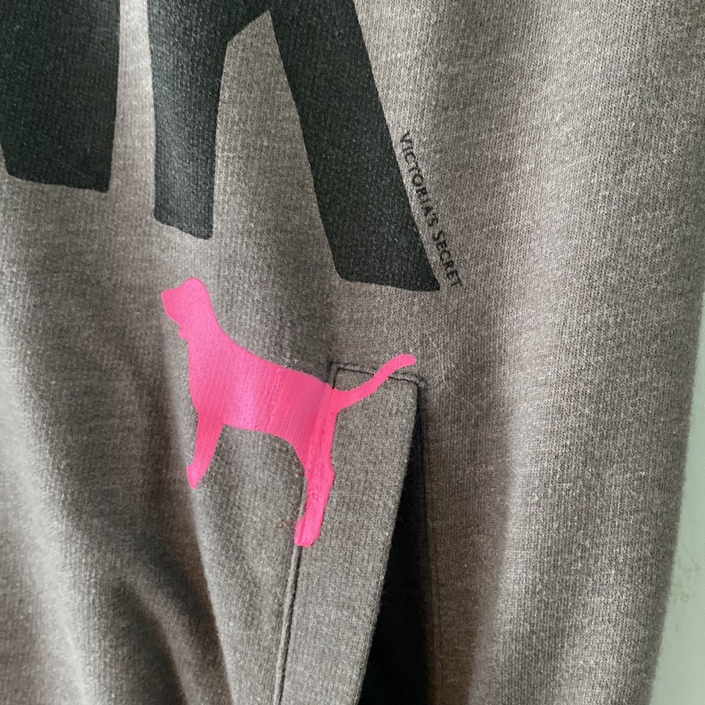 LOVE PINK Y2k Grey Quarter Zip Pullover with Pocket & Dog Logo - Picture 2 of 5
